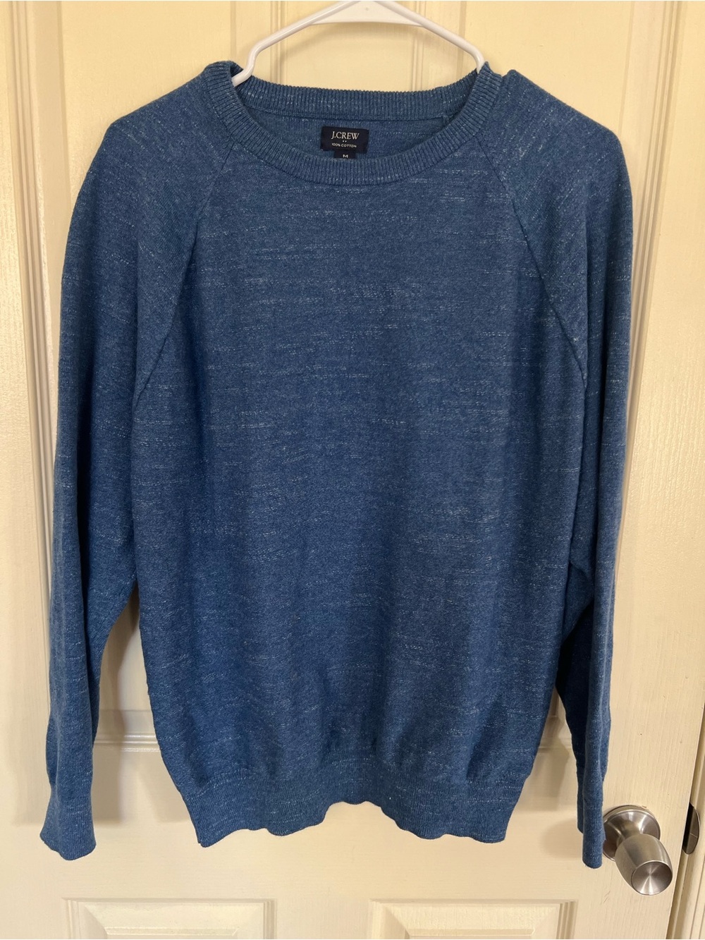 J.Crew 100% Cotton Blue Raglan Crewneck Sweater Men’s Medium